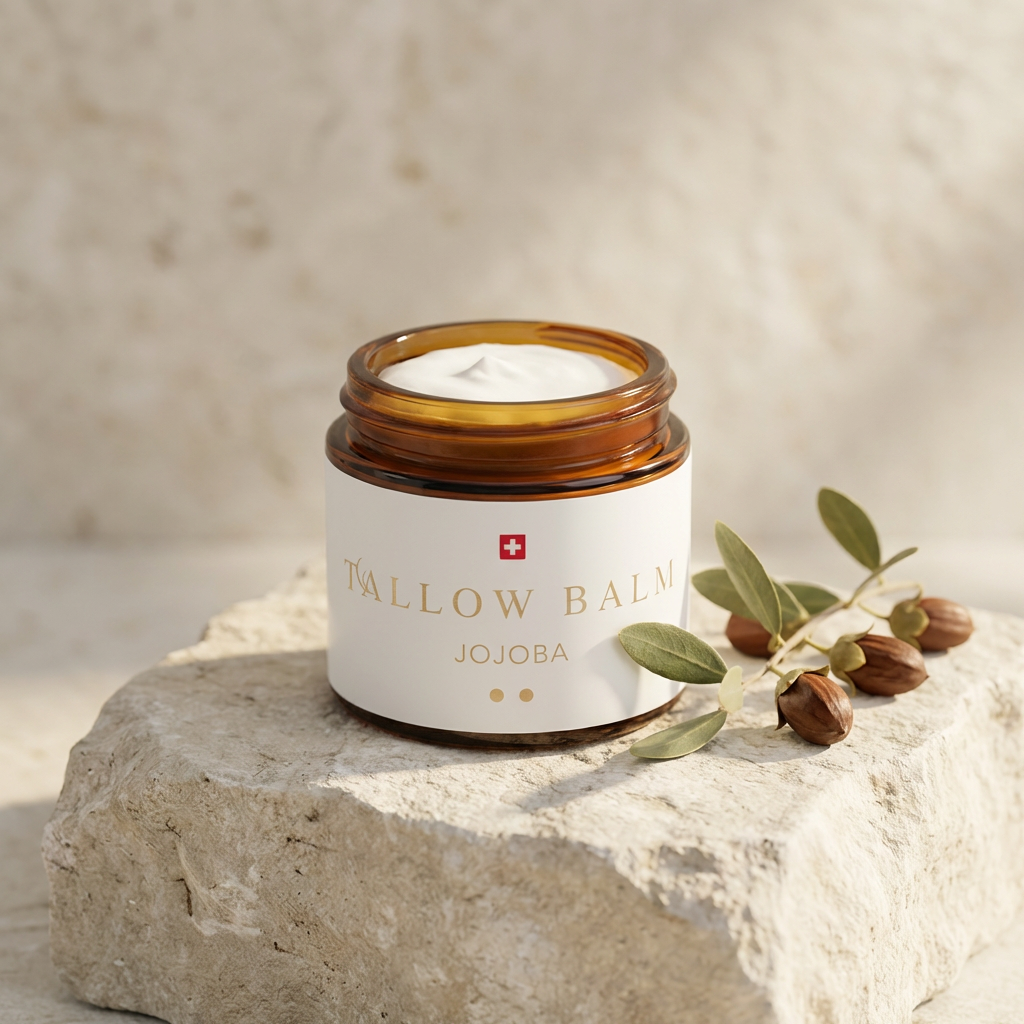 Swiss Tallow Balm Bio-Jojoba – Rindertalg Creme mit Jojobaöl im Glastiegel