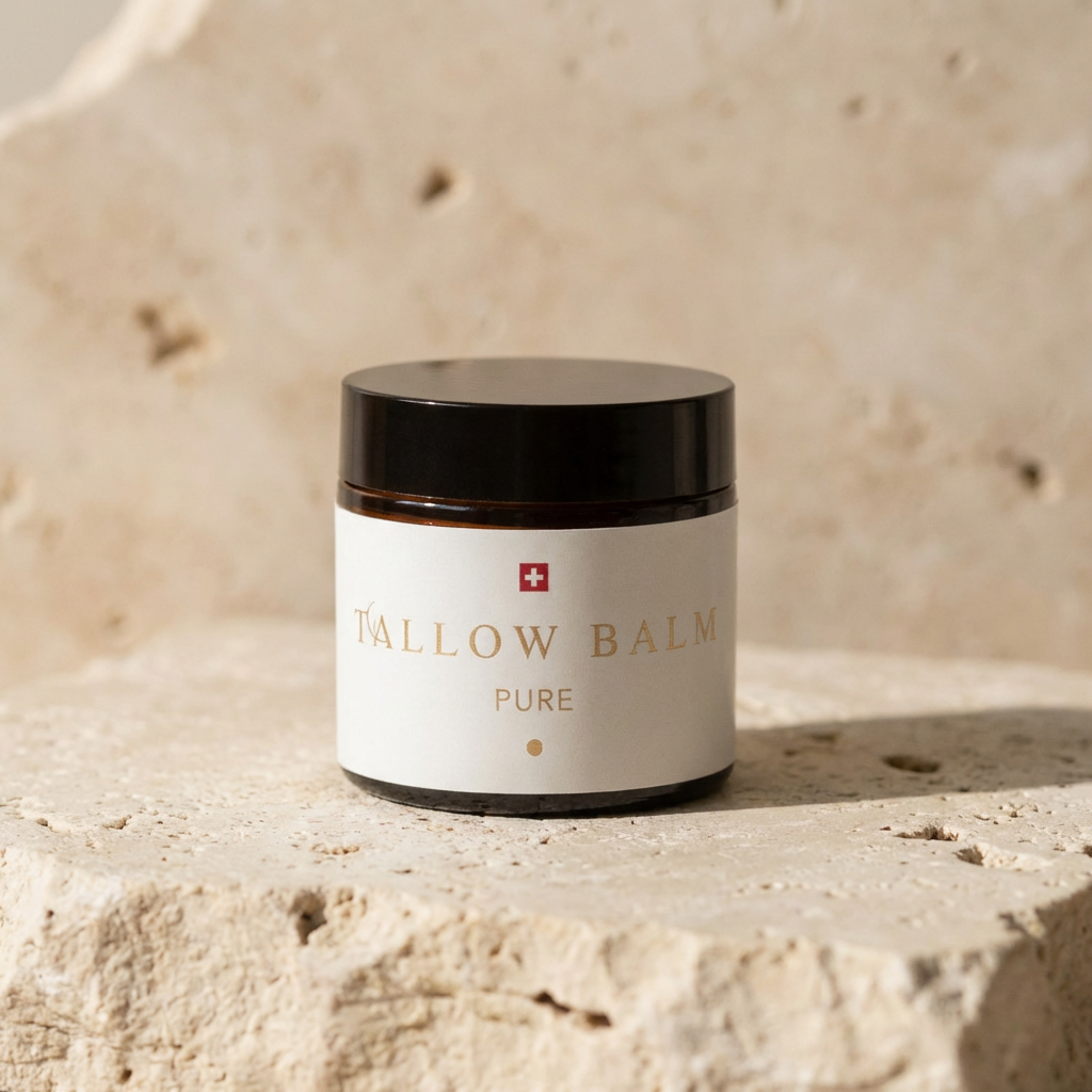 Swiss Tallow Balm Pure – Rindertalg Gesichtscreme im Glastiegel mit Deckel
