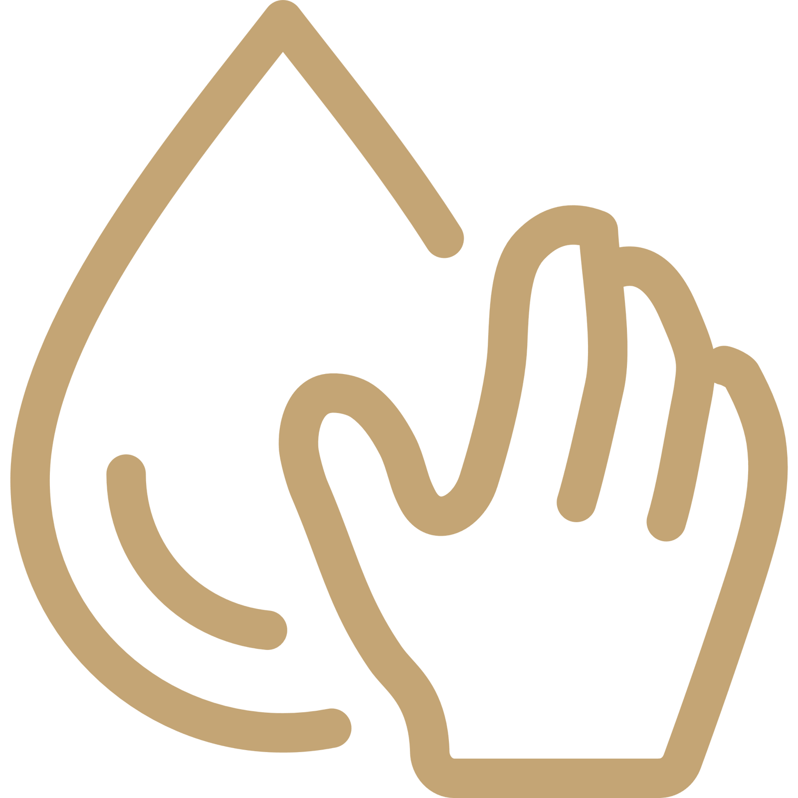 Icon einer Hand in einem Tropfen – Symbol für Hautpflege oder Natürlichkeit