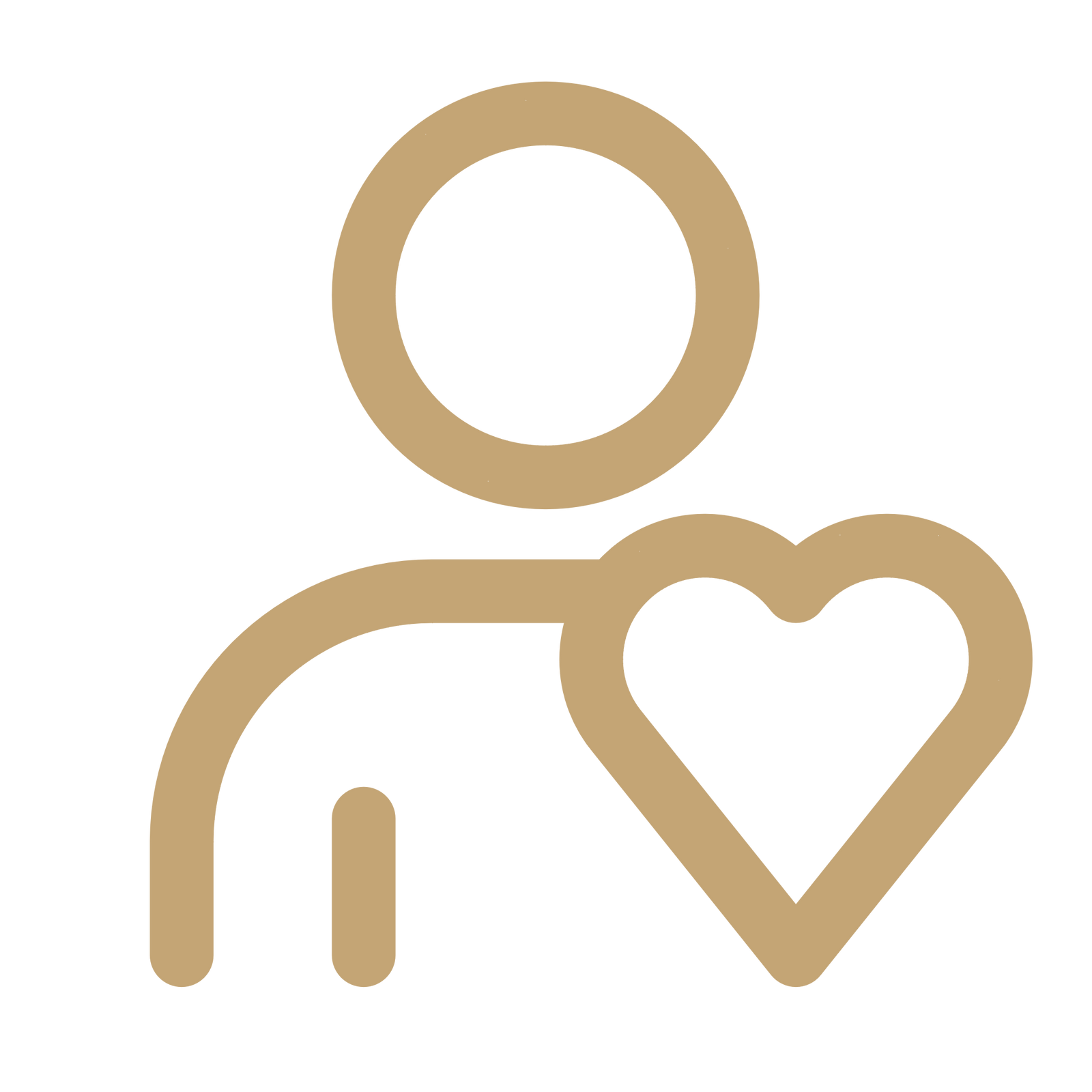 Icon einer Person mit Herz – Symbol für Empathie oder Kundenservice